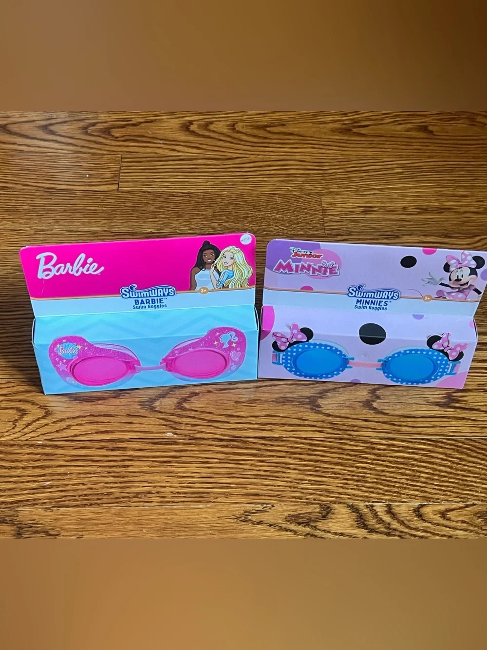 NWT Swimways Bundle Of Goggles: Barbie Pink Kids  and Minnie Blue Swim Goggles